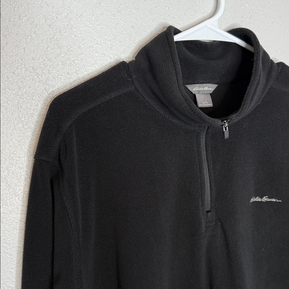 Eddie Bauer Men's Black 1/4 Zip Fleece Top Large - Picture 3 of 6